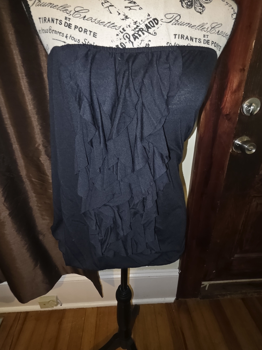 Elan Ruffled Balck Tube Top  Small